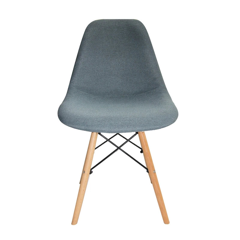 Mid-Century Modern Fabric Dining Chair with Beech Wood Legs