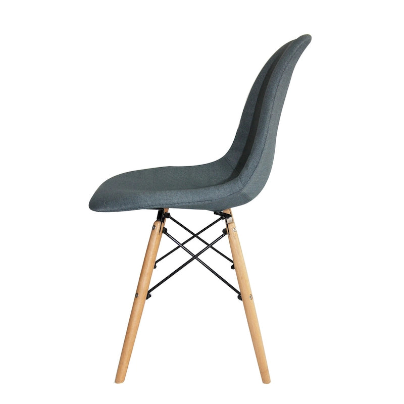 Mid-Century Modern Fabric Dining Chair with Beech Wood Legs