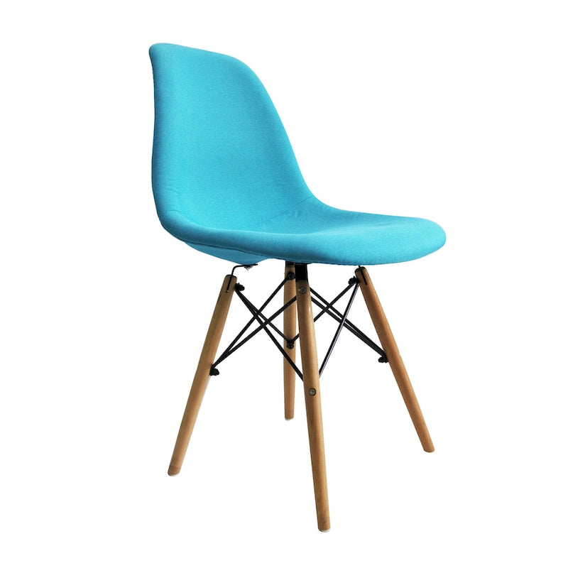Mid-Century Modern Fabric Dining Chair with Beech Wood Legs
