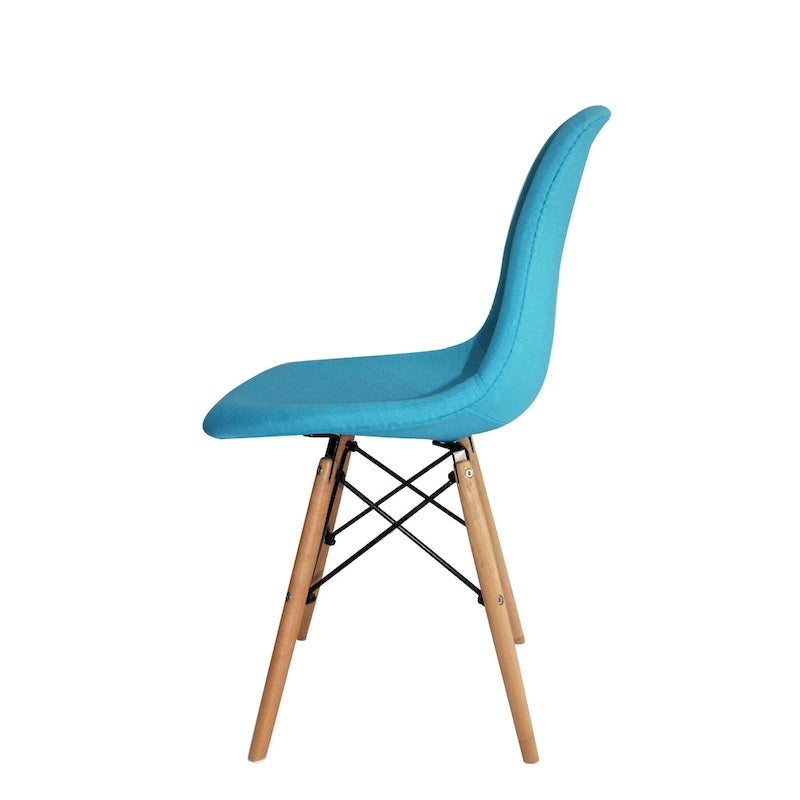 Mid-Century Modern Fabric Dining Chair with Beech Wood Legs