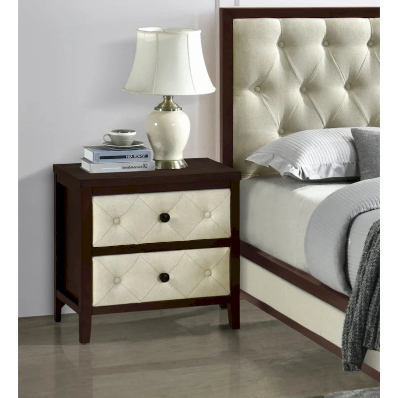 Modern Nightstand with Decorative Drawer Fronts for Bedroom
