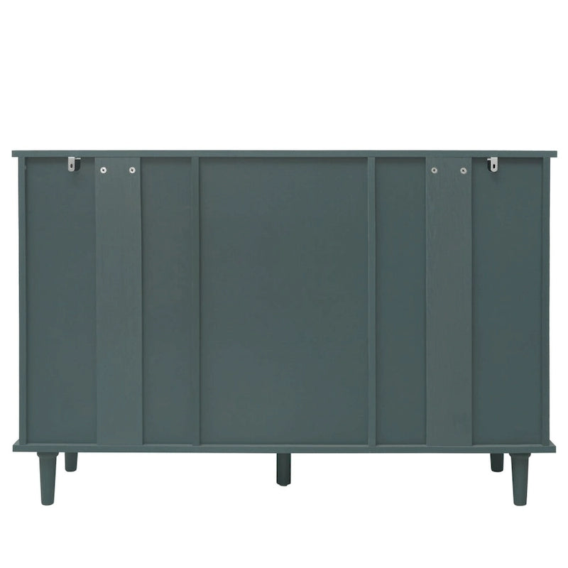 2-Door 3-Drawer Storage Cabinet with Carved Panel & Solid Wood Feet