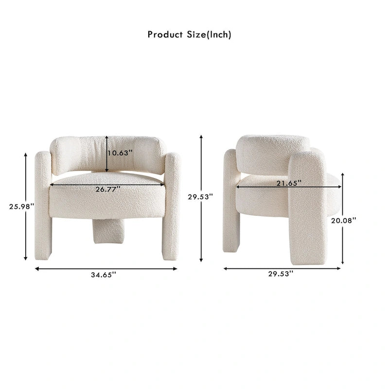 Fabric Accent Chair with C-Shaped Frame & High-Density Foam