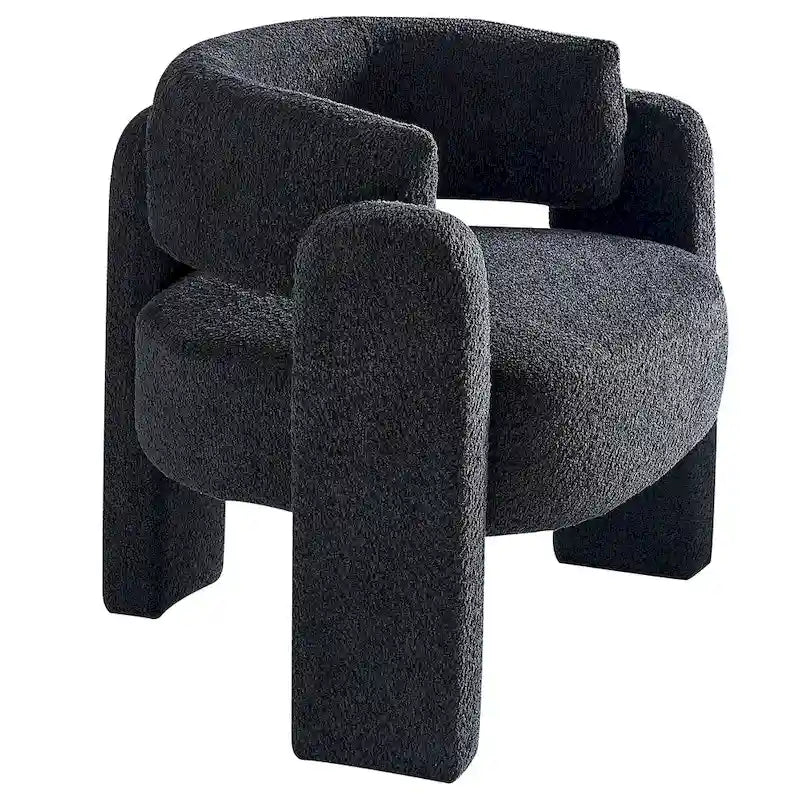 Fabric Accent Chair with C-Shaped Frame & High-Density Foam