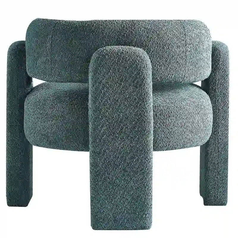 Fabric Accent Chair with C-Shaped Frame & High-Density Foam