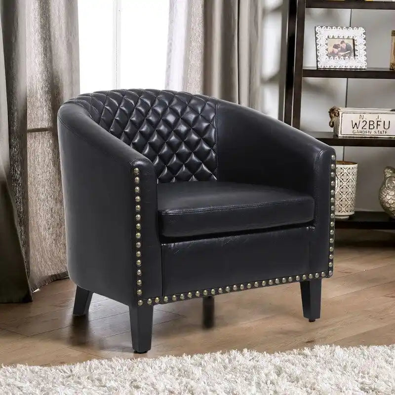 Accent Barrel Chair with Nailhead Trim & Solid Wood Legs