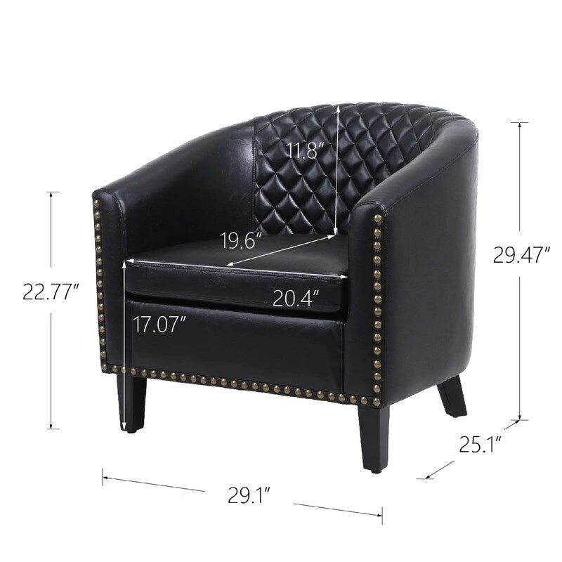 Accent Barrel Chair with Nailhead Trim & Solid Wood Legs