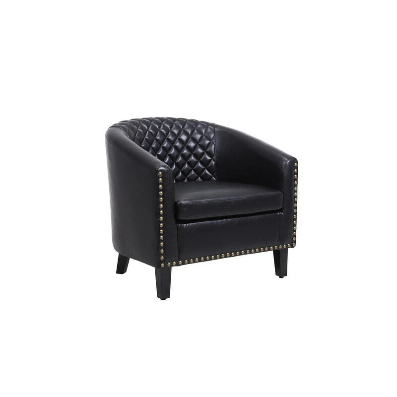 Accent Barrel Chair with Nailhead Trim & Solid Wood Legs