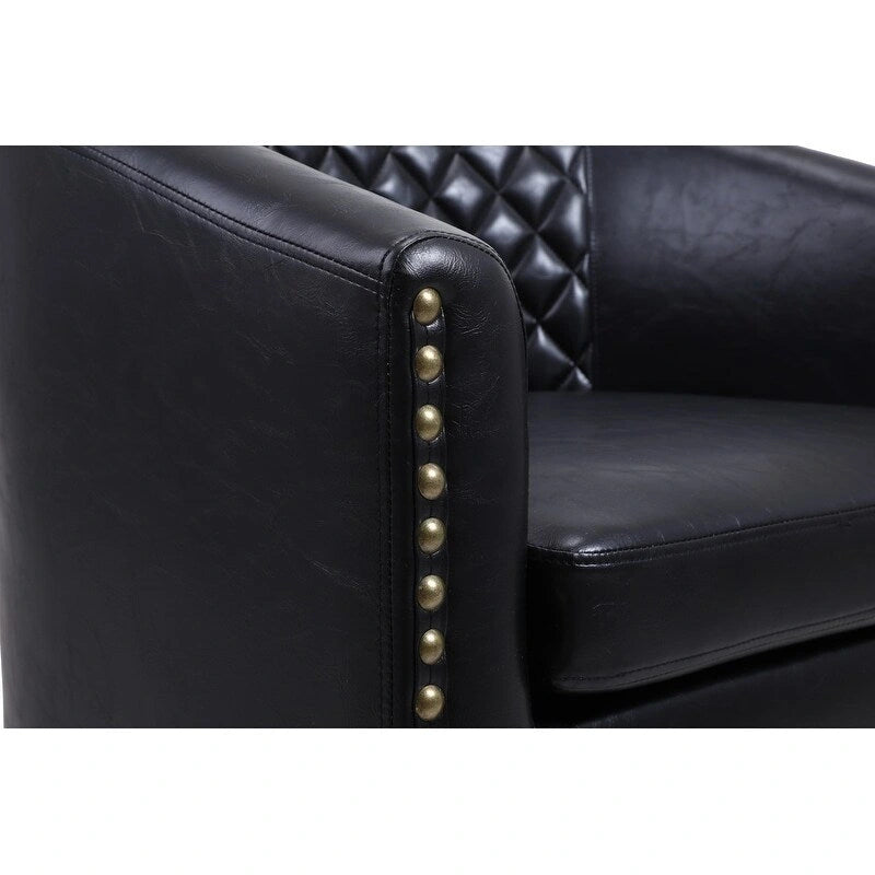 Accent Barrel Chair with Nailhead Trim & Solid Wood Legs