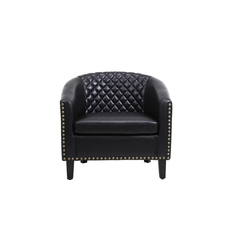 Accent Barrel Chair with Nailhead Trim & Solid Wood Legs