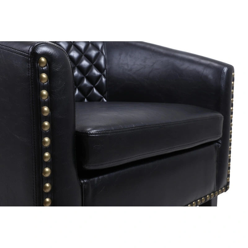 Accent Barrel Chair with Nailhead Trim & Solid Wood Legs