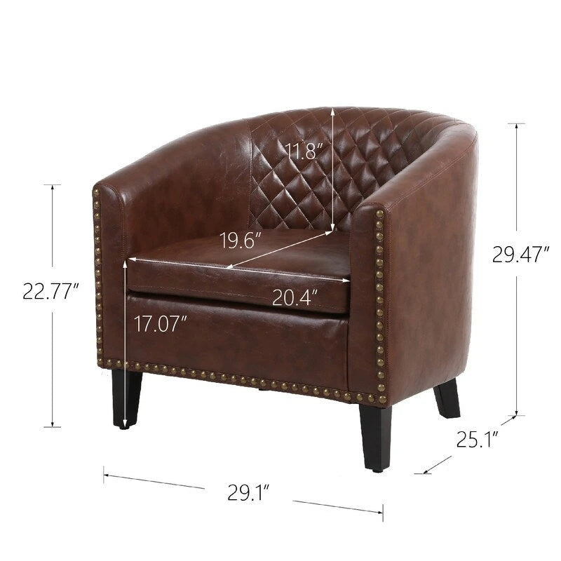 Accent Barrel Chair with Nailhead Trim & Solid Wood Legs