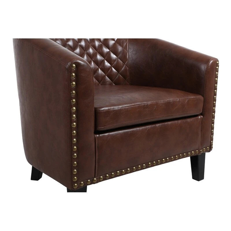 Accent Barrel Chair with Nailhead Trim & Solid Wood Legs