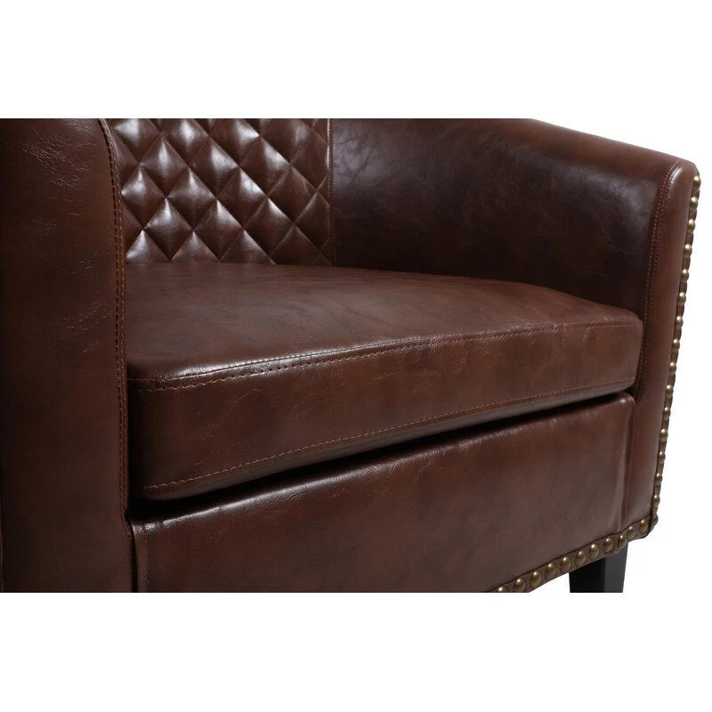 Accent Barrel Chair with Nailhead Trim & Solid Wood Legs