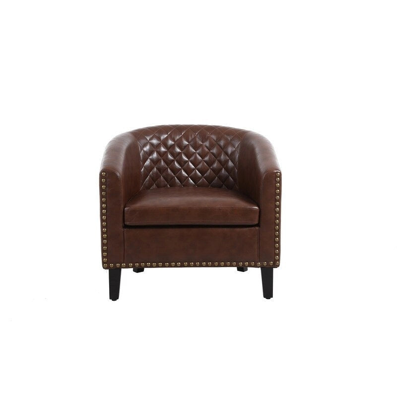 Accent Barrel Chair with Nailhead Trim & Solid Wood Legs