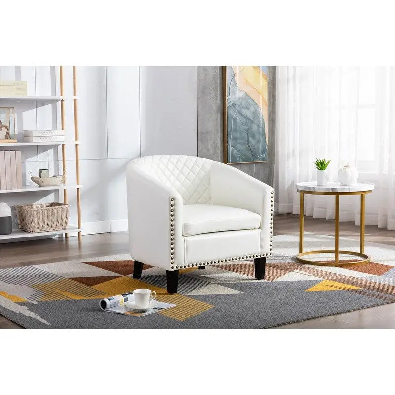 Accent Barrel Chair with Nailhead Trim & Solid Wood Legs