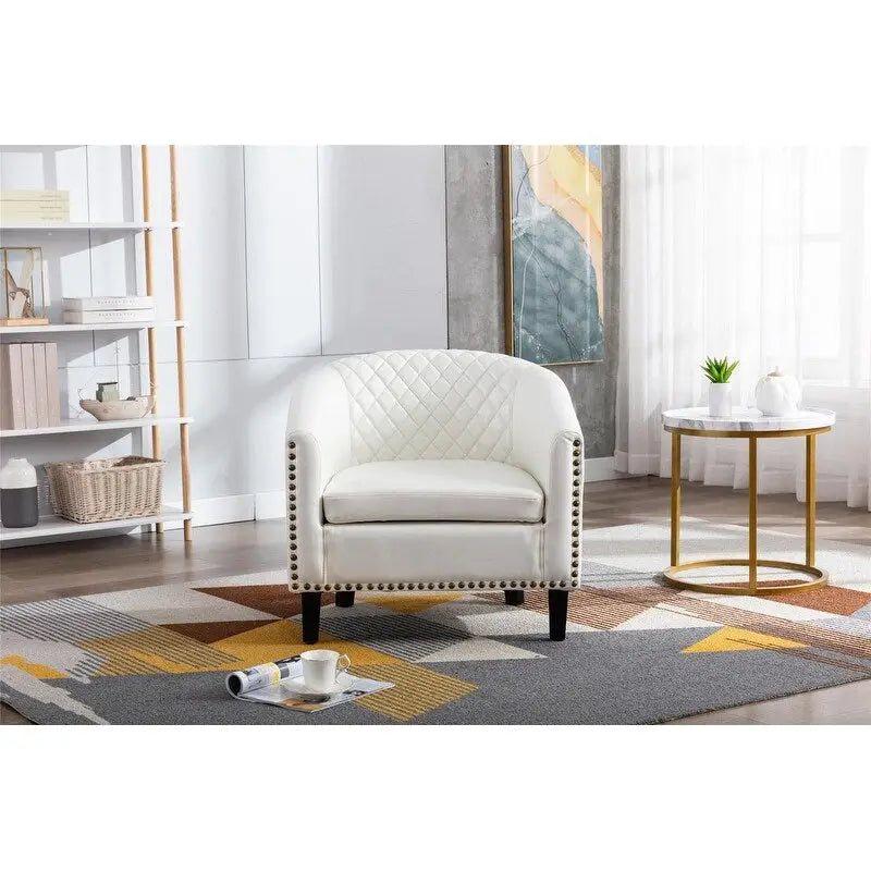 Accent Barrel Chair with Nailhead Trim & Solid Wood Legs