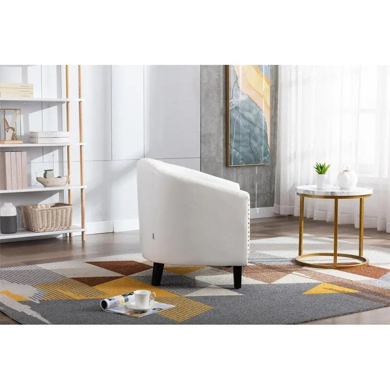 Accent Barrel Chair with Nailhead Trim & Solid Wood Legs