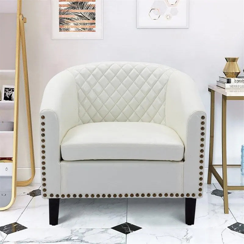 Accent Barrel Chair with Nailhead Trim & Solid Wood Legs