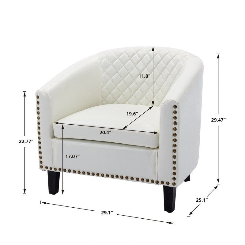 Accent Barrel Chair with Nailhead Trim & Solid Wood Legs