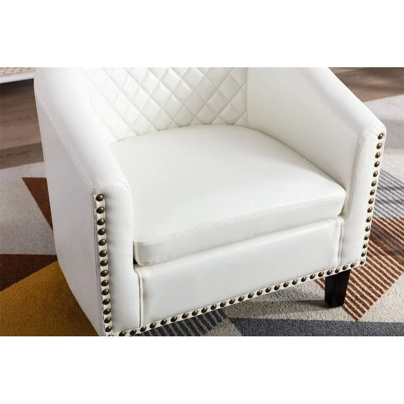 Accent Barrel Chair with Nailhead Trim & Solid Wood Legs