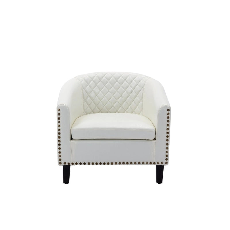 Accent Barrel Chair with Nailhead Trim & Solid Wood Legs