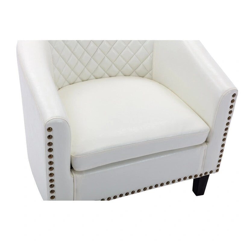 Accent Barrel Chair with Nailhead Trim & Solid Wood Legs