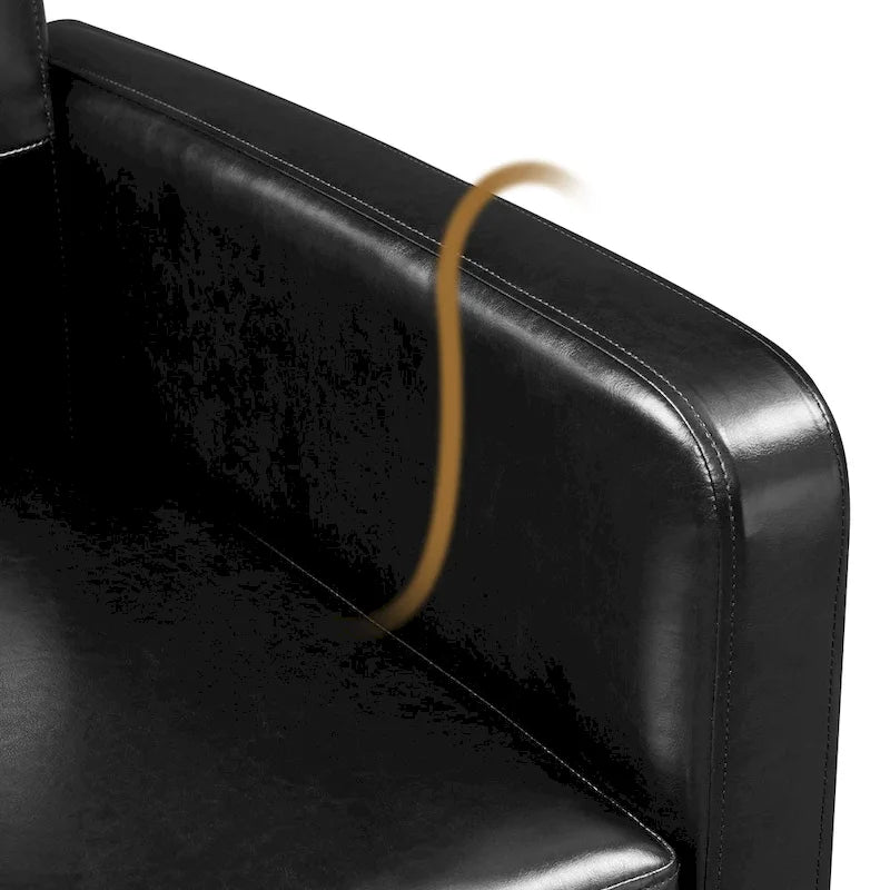 Mid-Century Tufted Faux Leather Accent Armchair with Rubberwood Legs