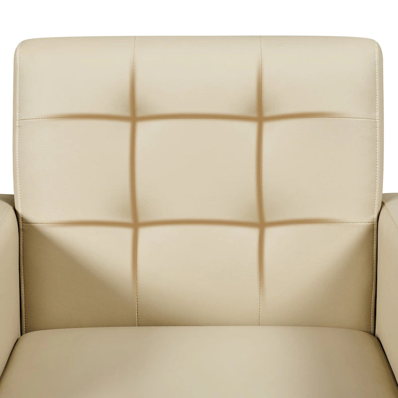 Mid-Century Tufted Faux Leather Accent Armchair with Rubberwood Legs