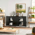 Minimalist Glass Door Sideboard Cabinet with Metal Legs