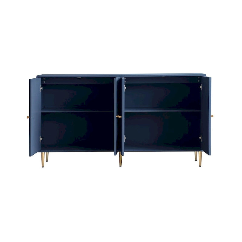Minimalist Glass Door Sideboard Cabinet with Metal Legs