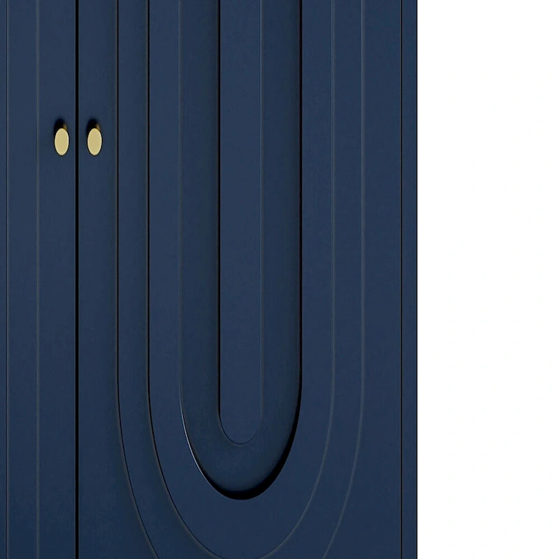 Minimalist Glass Door Sideboard Cabinet with Metal Legs