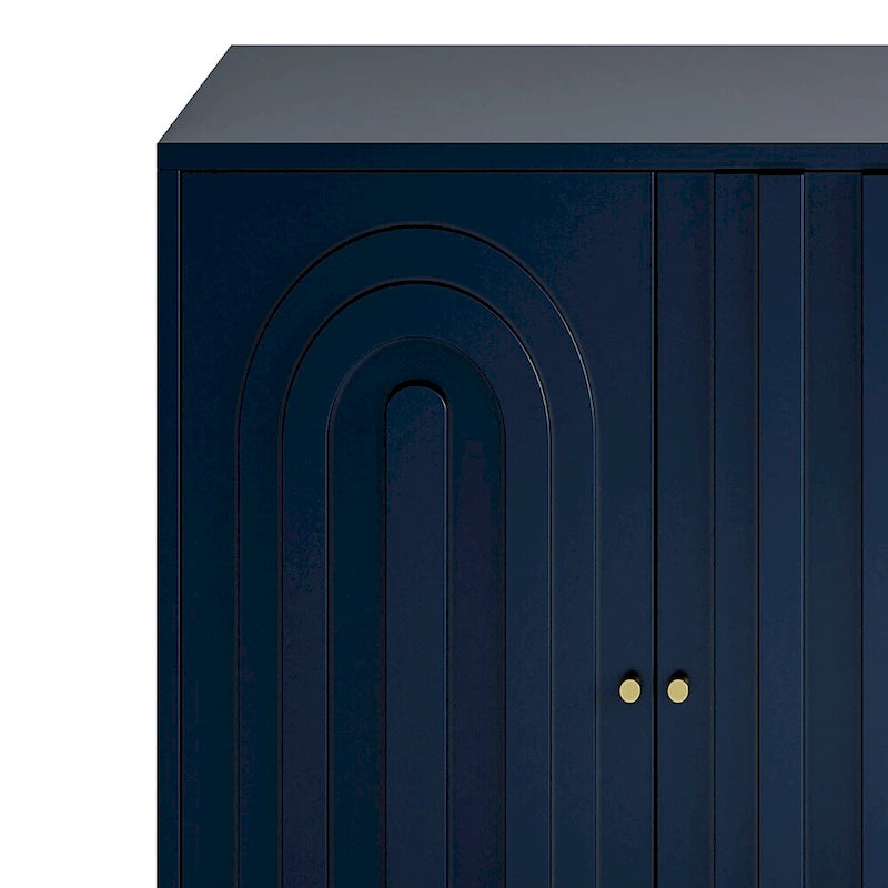 Minimalist Glass Door Sideboard Cabinet with Metal Legs