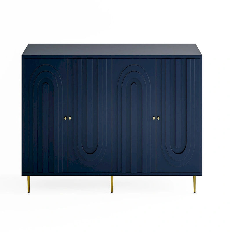 Minimalist Glass Door Sideboard Cabinet with Metal Legs