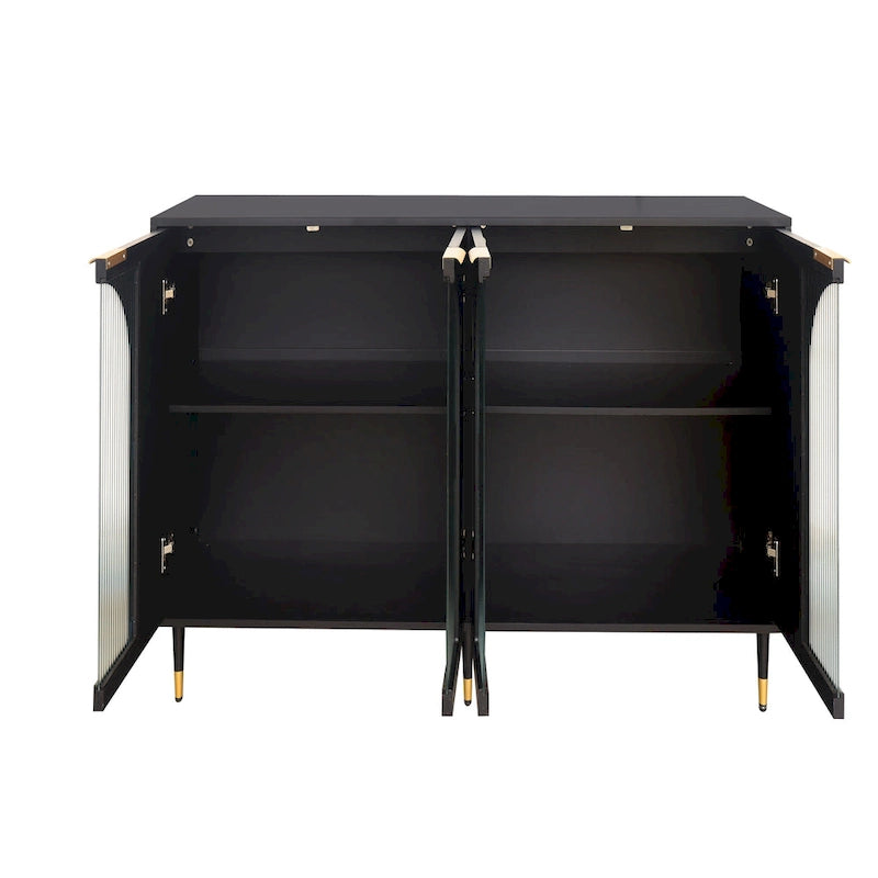 Minimalist Glass Door Sideboard Cabinet with Metal Legs