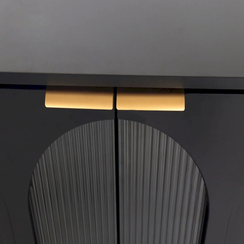 Minimalist Glass Door Sideboard Cabinet with Metal Legs