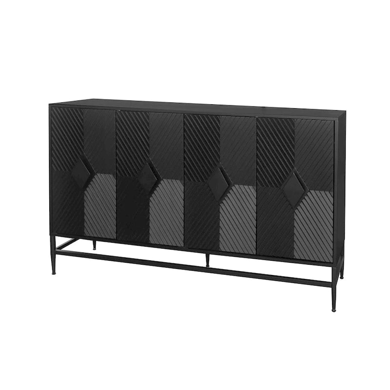 Minimalist Glass Door Sideboard Cabinet with Metal Legs