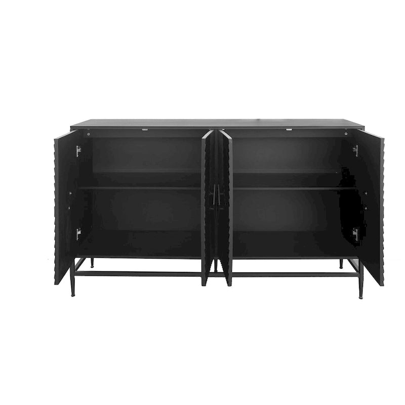 Minimalist Glass Door Sideboard Cabinet with Metal Legs