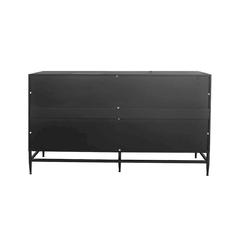 Minimalist Glass Door Sideboard Cabinet with Metal Legs