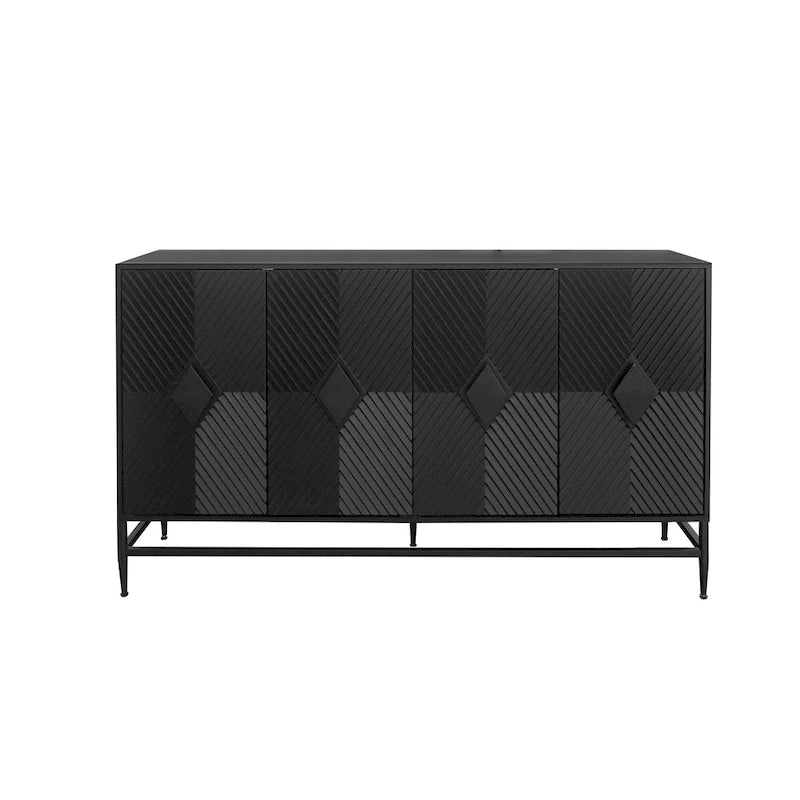 Minimalist Glass Door Sideboard Cabinet with Metal Legs