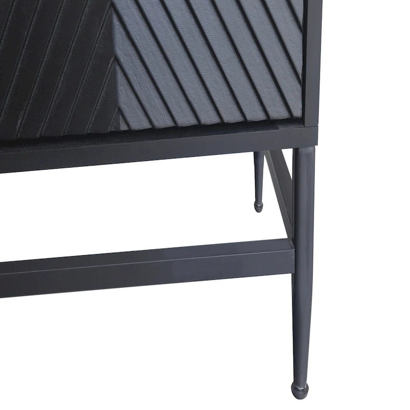 Minimalist Glass Door Sideboard Cabinet with Metal Legs