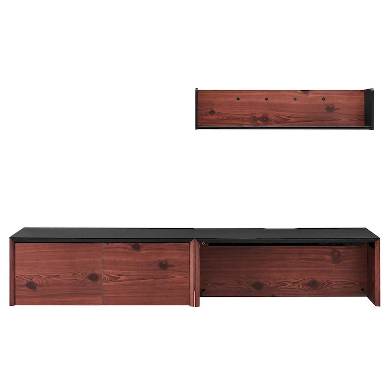 Wall-Mount Office Desk with Storage Cabinet & Floating Shelf
