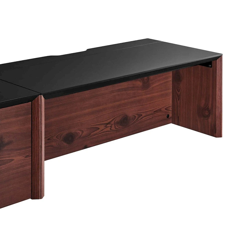 Wall-Mount Office Desk with Storage Cabinet & Floating Shelf