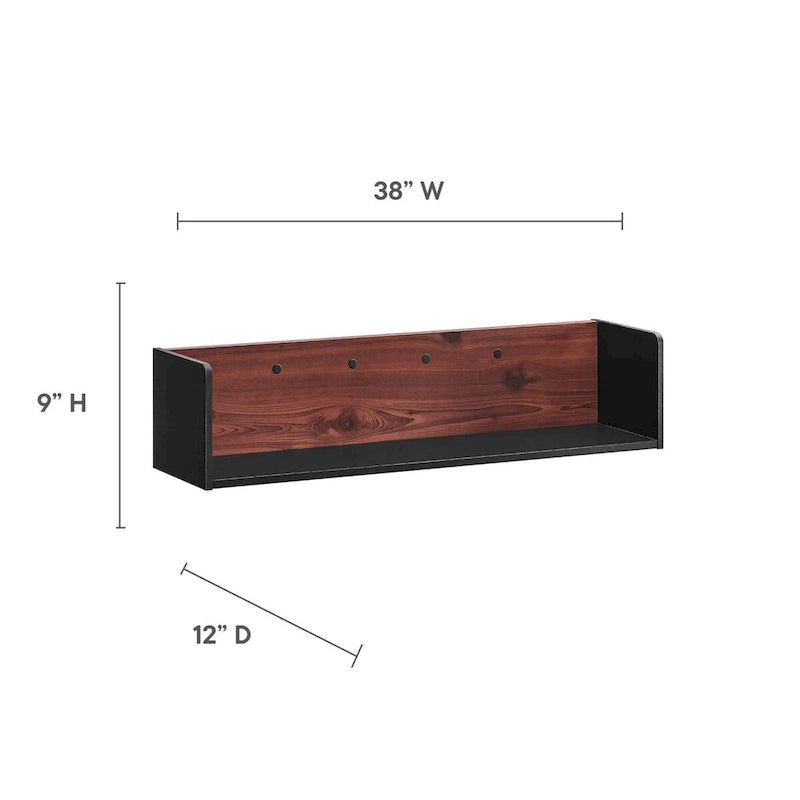 Wall-Mount Office Desk with Storage Cabinet & Floating Shelf
