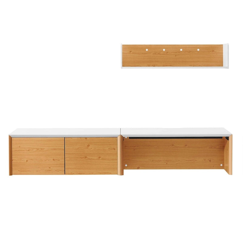 Wall-Mount Office Desk with Storage Cabinet & Floating Shelf