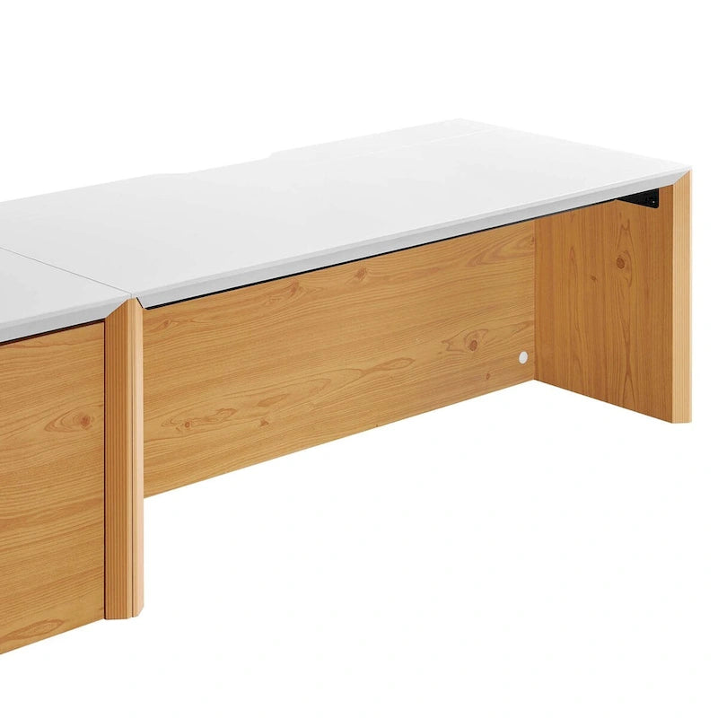 Wall-Mount Office Desk with Storage Cabinet & Floating Shelf