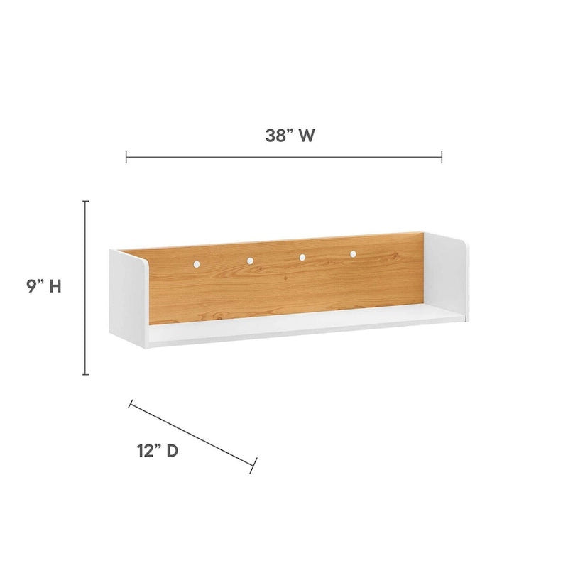 Wall-Mount Office Desk with Storage Cabinet & Floating Shelf