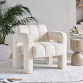 Boucle Upholstered Accent Chair with Solid Wood Frame for Living Room