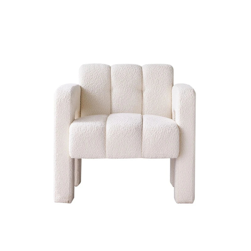 Boucle Upholstered Accent Chair with Solid Wood Frame for Living Room