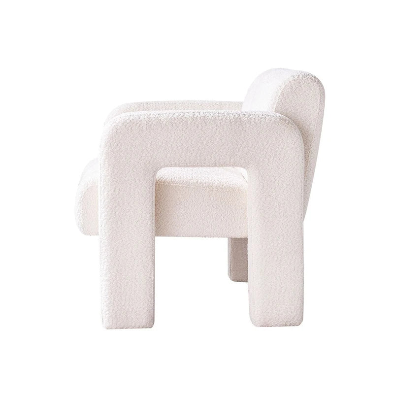 Boucle Upholstered Accent Chair with Solid Wood Frame for Living Room